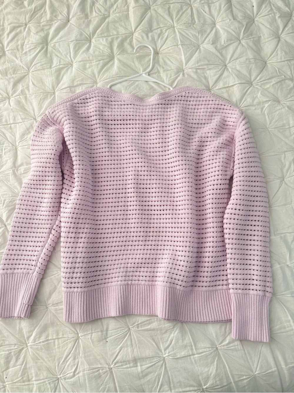 Lululemon Cotton Crochet Pullover Sweater - Light Pink EUC